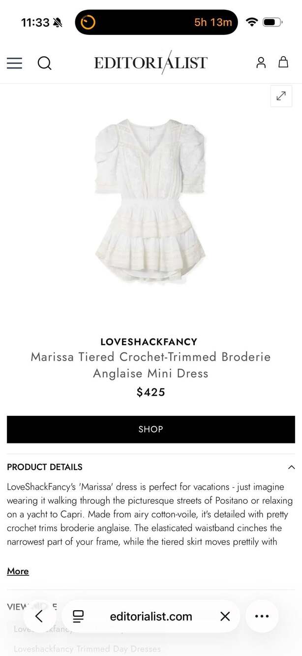 LoveShackFancy Marissa Tiered Crochet-Trimmed Broderie Anglaise Mini Dress